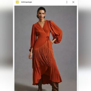 Anthropologie Rust Midi Dress